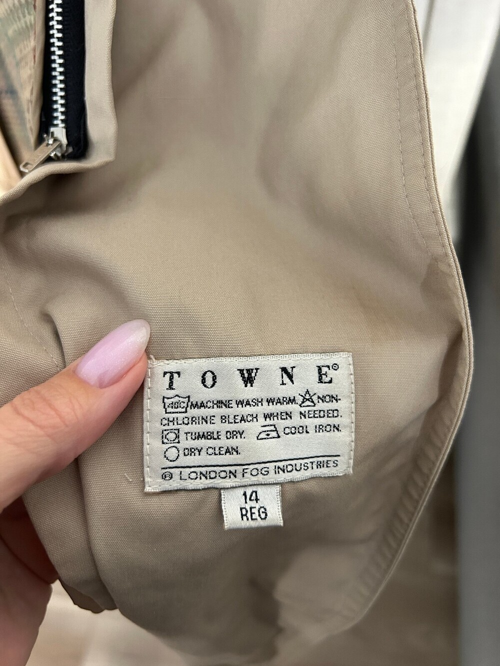 Vintage Towne London Fog Trench Coat Women’s 14 Reg Beige Belted Preppy Classic - Picture 5 of 9